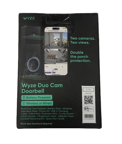 Wyze Wireless Duo Cam Video Doorbell, Battery Powered, 2K Full HD Video, 2 Cameras (People and Package), Color Night Vision (Copy)