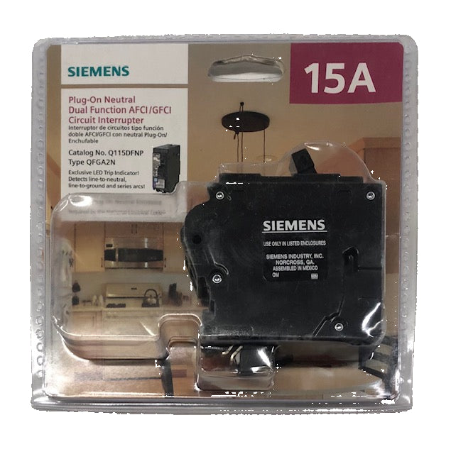 Siemens 15 Amp 1-Pole Dual Function (CAFCI/GFCI) Plug-On Neutral Circuit Breaker