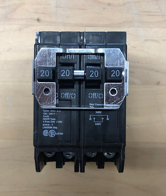 Eaton BR 2-20 Amp 2 Pole BQ (Independent Trip) Quad Circuit Breaker
