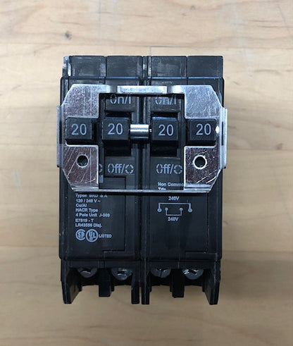 Eaton BR 2-20 Amp 2 Pole BQ (Independent Trip) Quad Circuit Breaker