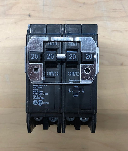 Eaton BR 2-20 Amp 2 Pole BQ (Independent Trip) Quad Circuit Breaker