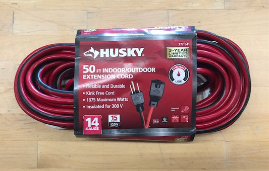 Husky 50 ft. 14/3 Medium Duty Indoor/Outdoor Extension Cord, Red/Black