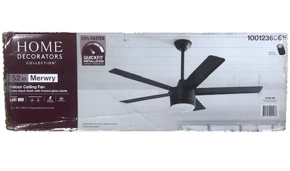Home Decorators Collection Merwry 52 in. Integrated LED Indoor Matte Black Ceiling Fan with Light Kit and Remote Control