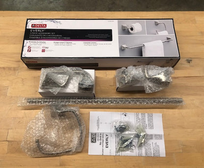 Delta Everly 3 -Piece Bath Hardware Set with Mounting Hardware in Brushed Nickel