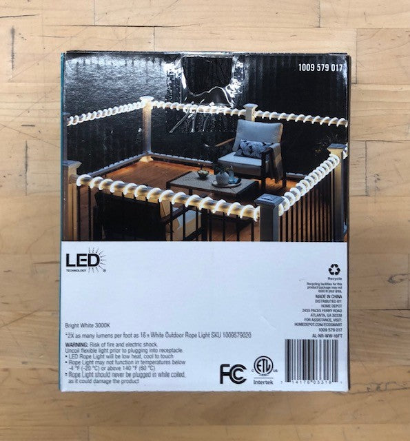 EcoSmart 16.4 ft. Plug-In Bright White LED 360° Outdoor Dimmable Linkable Rope Light with Remote Control