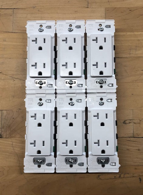Leviton Decora Lever Edge 20 Amp 125 Volt Tamper-Resistant Duplex Outlet/Receptacle, White (6-Pack) E5825-MW