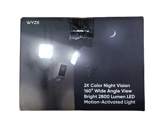 Wyze Wired Outdoor Wi-Fi Floodlight v2 Home Security Camera with 2K Video, Color Night Vision, Motion Activated LEDs - White