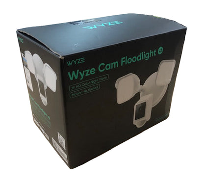 Wyze Wired Outdoor Wi-Fi Floodlight v2 Home Security Camera with 2K Video, Color Night Vision, Motion Activated LEDs - White