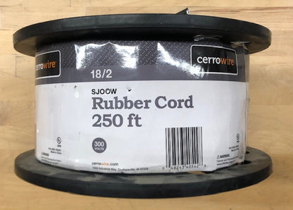 Cerrowire 250 ft. 18/2 300-Volt CU Black Flexible Portable Power SJOOW Cord