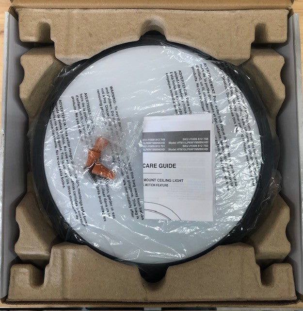 Commercial Electric 11 in. Matte Black Motion Sensor Integrated LED Dimmable Selectable CCT Flush Mount Indoor Ceiling Light