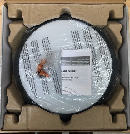 Commercial Electric 11 in. Matte Black Motion Sensor Integrated LED Dimmable Selectable CCT Flush Mount Indoor Ceiling Light