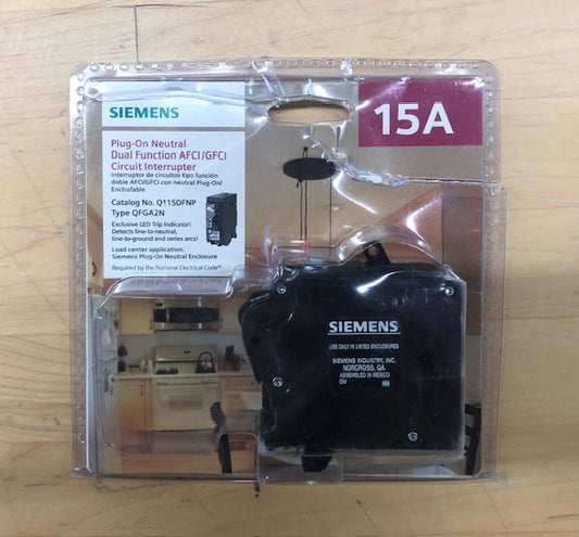 Siemens 15 Amp 1-Pole Dual Function (CAFCI/GFCI) Plug-On Neutral Circuit Breaker