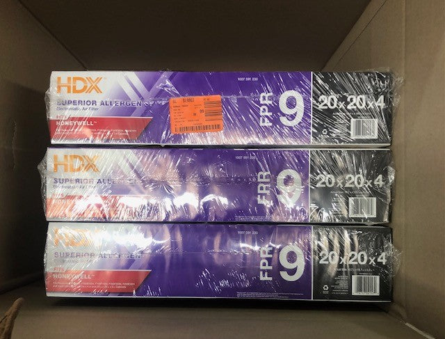 (3 Pack) HDX 20 in. x 20 in. x 4 in. Honeywell Replacement Pleated Air Filter FPR 9, MERV 13