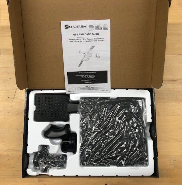 Glacier Bay Modern 1-Spray 7.9 in. Dual Tub Wall Mount Fixed and Handheld Shower Heads 1.8 GPM in Matte Black