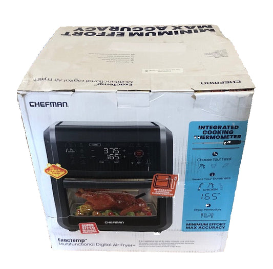 Chefman - ExacTemp 12 Quart 5-in-1 Air Fryer with Integrated Smart Thermometer, 28 Presets - Black