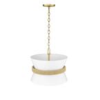 Millennium Lighting Kimbry 3-Light 16.1 in. Vintage Brass Pendant-Light Fabric