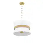 Millennium Lighting Kimbry 3-Light 16.1 in. Vintage Brass Pendant-Light Fabric