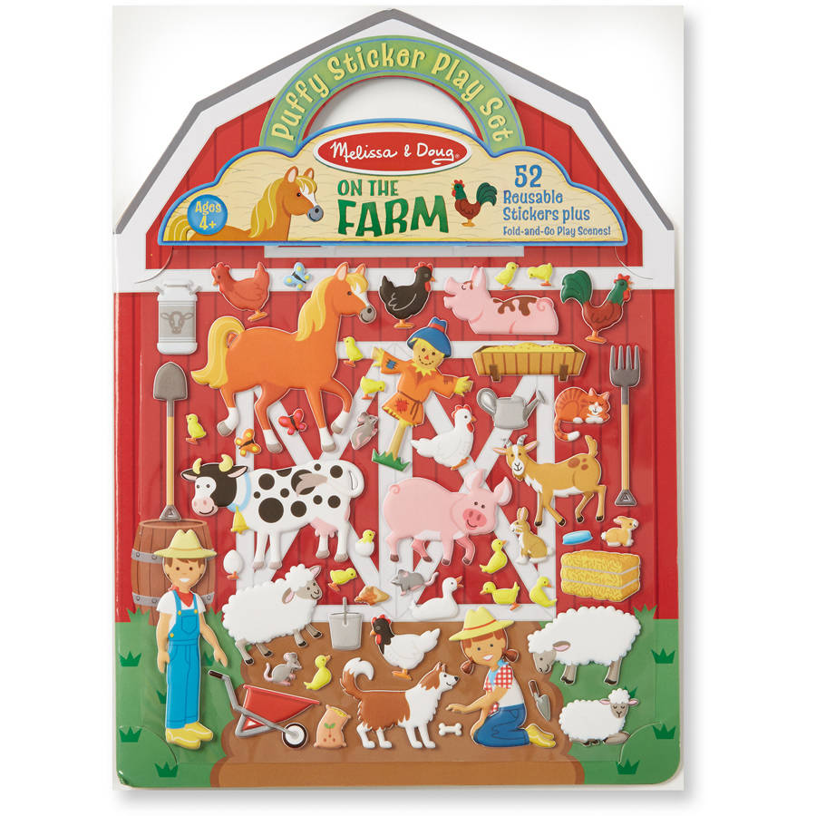 Melissa & Doug Puffy Sticker Play Set - on the Farm - 52 Reusable Stickers  2 Fold-Out Scenes - FSC-Certified Materials