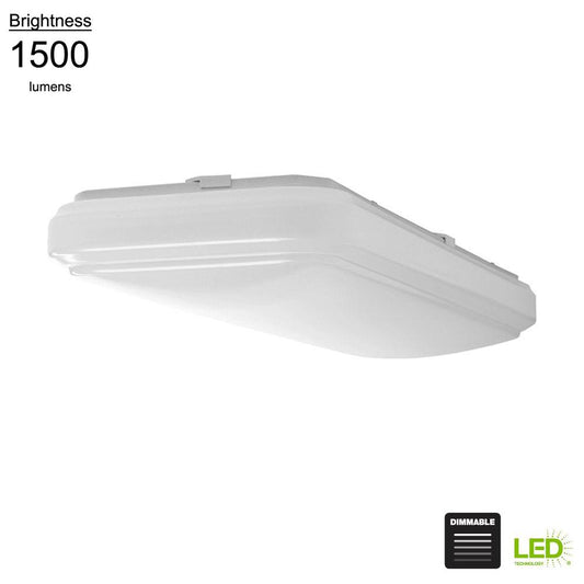 Hampton Bay 24 in. X 12 in. Classic White Rectangle LED Flush Mount Ceiling Light 4000K Bright White 1500 Lumens Dimmable