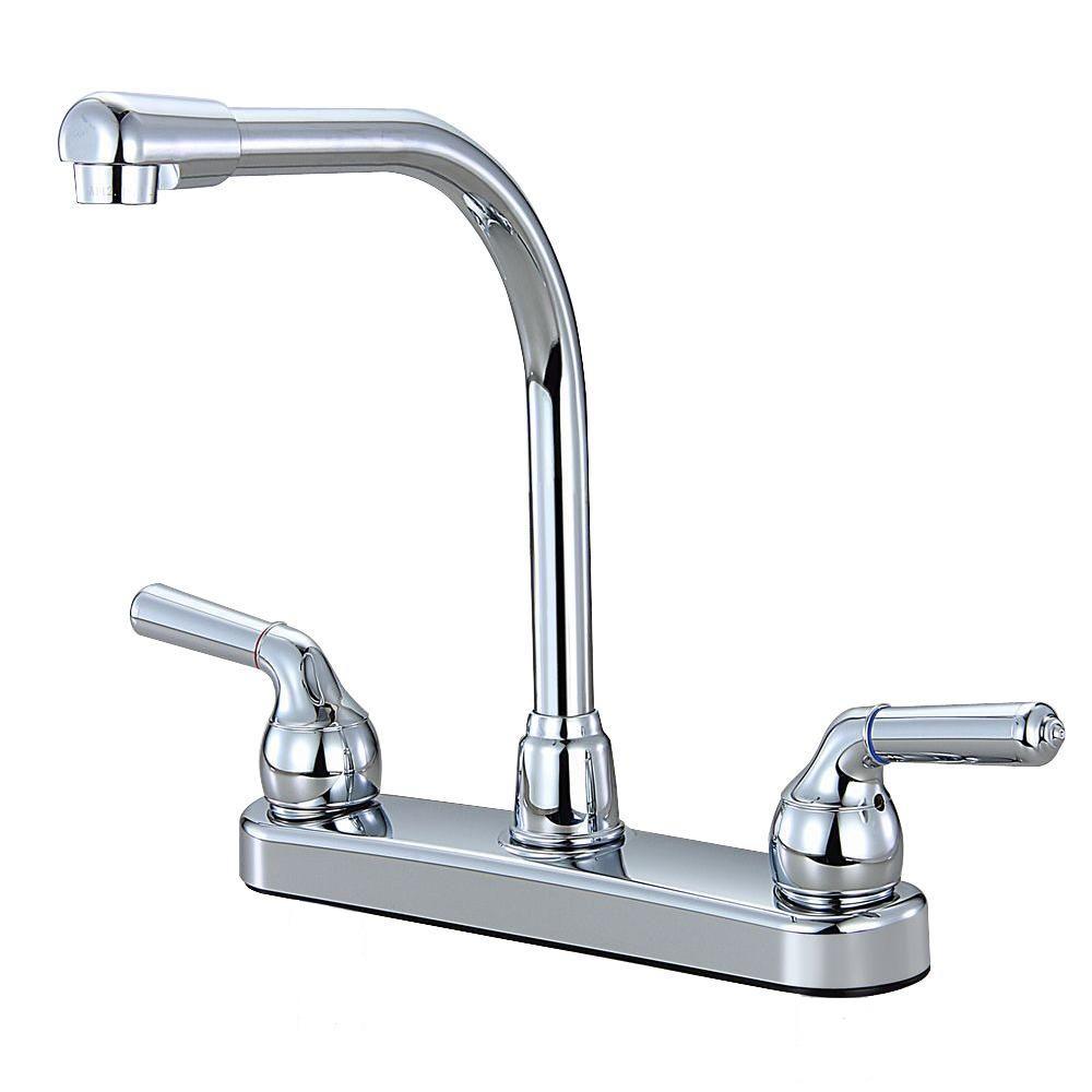 Non-Metallic 2-Handle High-Arc Kitchen Faucet in Chrome, Grey