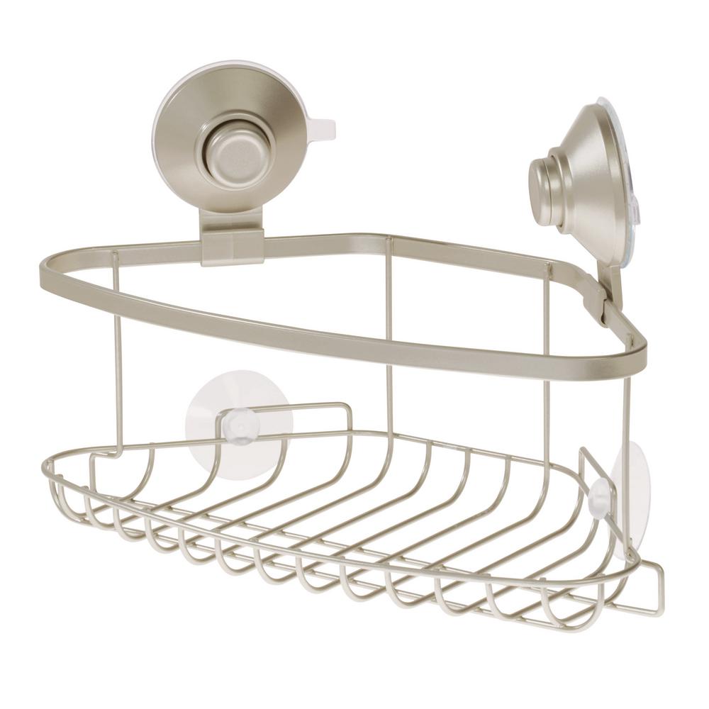 IDESIGN Everett Push Lock Suction Corner Basket in Satin