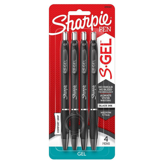 Sharpie S-Gel Pens 0.7 Mm Pen Point Size - Black Gel-based Ink - 4 / Pack