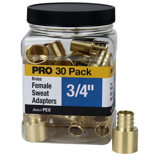 Apollo 3/4 in. Brass PEX-B Barb X 3/4 in. Female Copper Sweat Adapter Pro Pack (30-Pack)