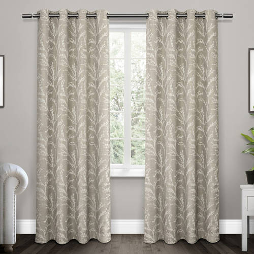 EXCLUSIVE HOME Kilberry Dove Grey Nature Woven Room Darkening Grommet Top Curtain, 52 in. W X 108 in. L (Set of 2)