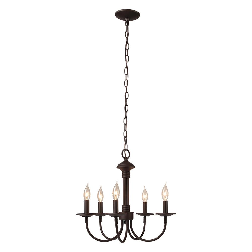 5-Light Oil Rubbed Bronze Candle Farmhouse Chandelier Light Fixture