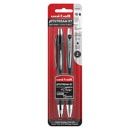 Uni-Ball Jetstream Rt Ballpoint Pen 2 Pack Black 1.0 Mm Black