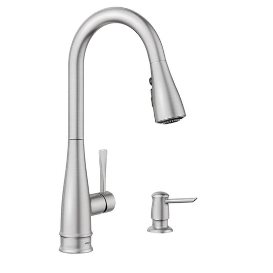 MOEN Birchfield Single-Handle Pull-Down Sprayer Kitchen Faucet with Reflex and PowerBoost in Spot Resist Stainless