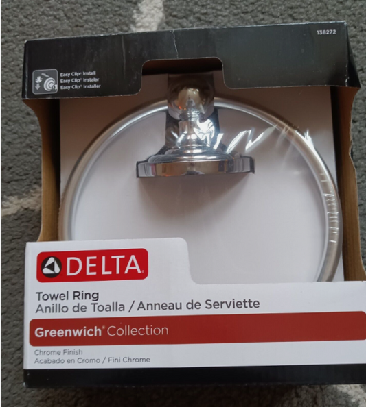 Delta Greenwich Towel Ring in Chrome, Grey