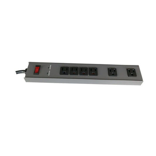 Commercial Electric 8 Ft. 6-Outlet All Metal Surge Protector, Light Gray