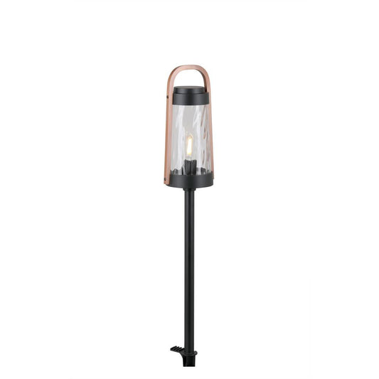 Hampton Bay Oakman Low Voltage Black/Copper LED Path Light with Clear Water Glass