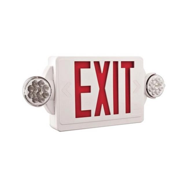 Lithonia Lighting Contractor Select LHQM Series 120/277-Volt Integrated LED White and Red Exit Emergency Combo W/9.6V BTRY