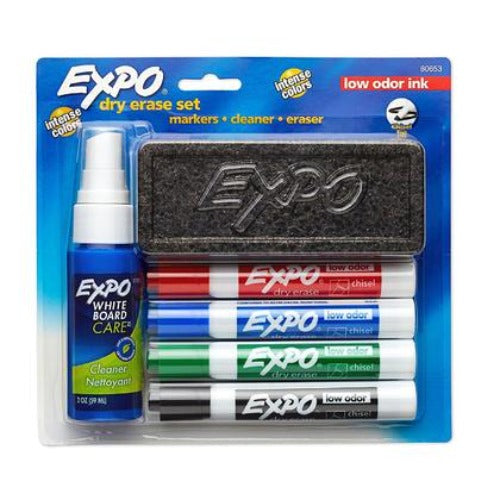 Expo Dry Erase 6-Piece Starter Set with 4 Chisel Tip Markers  Eraser  and Cleaning Spray