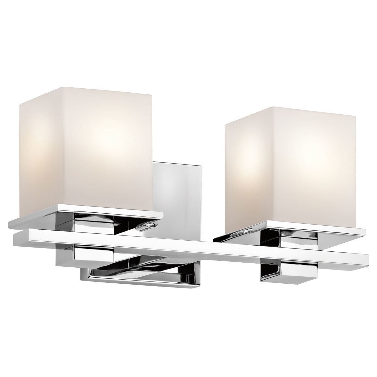 KICHLER Tully 15 in 2-Light Chrome Bathroom Vanity Light w/ Etched Glass Shade