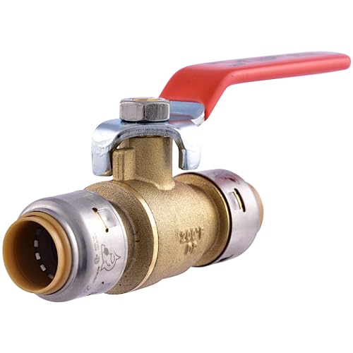 SharkBite Max 1/2 Inch Ball Valve, Push to Connect Brass Plumbing Fitting, Water Shut Off, PEX Pipe, Copper, CPVC, PE-RT, HDPE, UR22222A