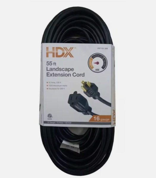 HDX 55 Ft. 16/3 Green Outdoor Extension Cord (1-Pack)