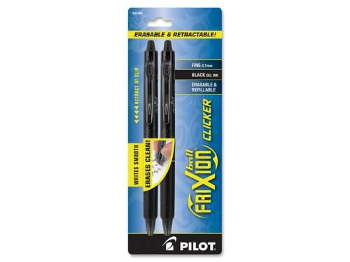 Pilot FriXion Ball Clicker Erasable Gel Pens, Fine Point, Black Ink, 2/Pack (31460)