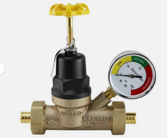 Apollo 3/4 in. Double Union Double Union PEX Bronze Water Pressure Regulator with Gauge