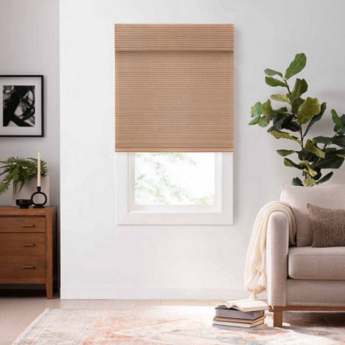 Eclipse Natural Cordless Light Filtering Privacy Bamboo Roman Shade 27 in. W X 72 in. L