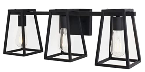 Home Decorators Hazel Heights 24 in. 3-Light Black Rustic Farmhouse Bathroom Vanity Light