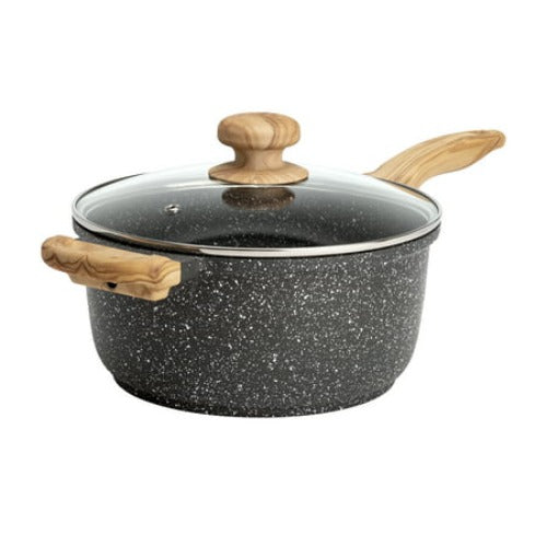 The Pioneer Woman Prairie Signature Cast Aluminum 4 Quart Sauce Pan  Charcoal Speckle