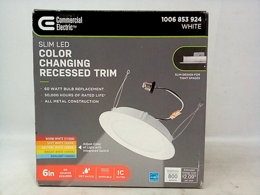 Commercial Electric 6 in. Selectable CCT Integrated LED Retrofit Ultra-Slim White Recessed Light Trim