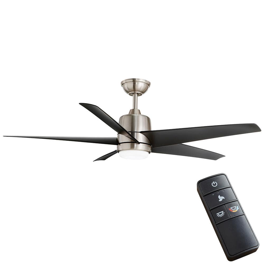 Hampton Bay Mena 54 in. White Color Changing Integrated LED Indoor/Outdoor Brushed Nickel Ceiling Fan with Light Kit and Remote