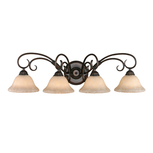 8606-BA4 RBZ-TEA-Golden Lighting-Homestead - 4 Light Vanity Bathroom Light in Eclectic Style - 9 Inches High by 32 Inches Wide-Rubbed Bronze Finish