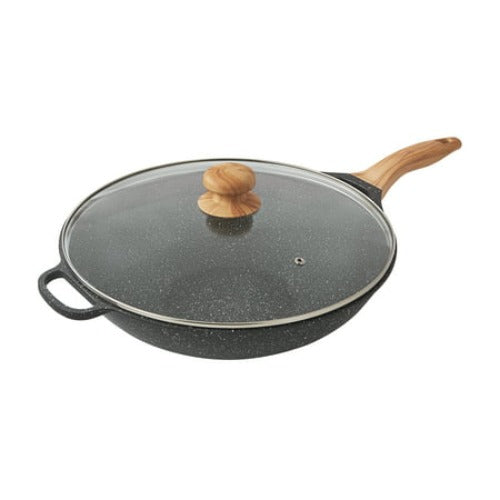 The Pioneer Woman Prairie Signature 14 Inch Cast Aluminum Wok  Charcoal Speckle