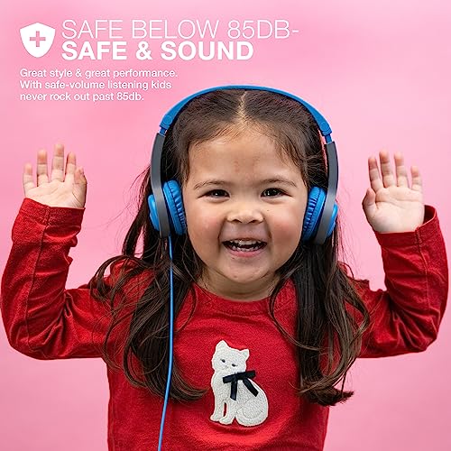 JBuddies Gen 2 Folding Kids Wired Headphones - Blue/Gray