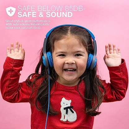 JBuddies Gen 2 Folding Kids Wired Headphones - Blue/Gray